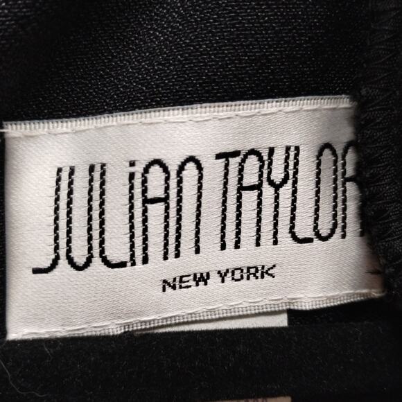 Vintage Julian Taylor Size 12 Black Color Block Shoulder Pads Structured Dress - Picture 6 of 7